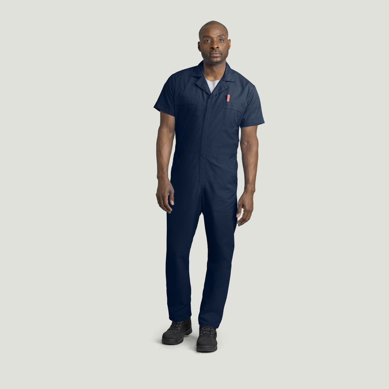 plage coverall ネイビー Schools: Short Sleeve Coverall Navy Blue including Embroidered